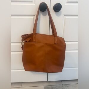 Everyday Cognac Tote with Double Shoulder Straps